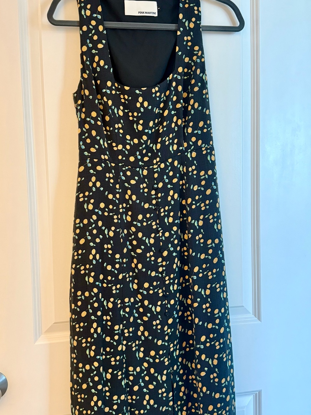 Pink Martini Navy Midi Dress with Yellow & Mint Lemon Pattern 🍋🍋🍋